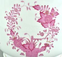 Herendi Fleurs de Indes (India kosaras) mintás kaspó kaspó, kézzel festett, hibátlan, kopott aranyoz...