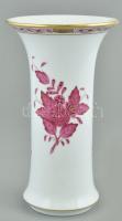 Herendi purpur Apponyi mintás váza, kézzel festett, hibátlan, kopott aranyozás, jelzett, m:16,5 cm, d:9,5 cm