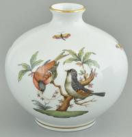 Herendi Rothschild mintás gömb váza, kézzel festett, hibátlan, kopott aranyozás, jelzett, m:10 cm, d:12 cm