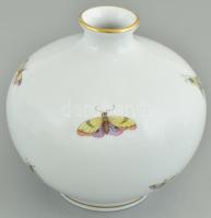 Herendi Rothschild mintás gömb váza, kézzel festett, hibátlan, kopott aranyozás, jelzett, m:10 cm, d...