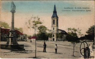 Szenttamás, Bácsszenttamás, Srbobran; Római katolikus templom, tér, kerekes kút / church, square, well (EK)