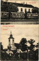 1911 Isaszeg, vasútállomás és templom, vonat (EK)