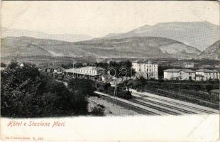 Mori, Moor in Tirol (Südtirol); Hotel e Stazione / hotel and railway station, locomotive (EK)