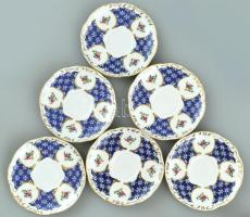 Zsolnay Marie Antoinette mokkás, kávéskészlet: 1 db fedeles kanna, m: 17,5 cm; 6 db csésze+alj, d: 7...