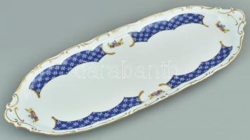 Zsolnay Marie Antoinette süteményes készlet, 1 db tál 43x16cm, 6 db tányér d: 16 cm, matricás, jelze...