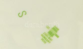 Zsolnay Marie Antoinette süteményes készlet, 1 db tál 43x16cm, 6 db tányér d: 16 cm, matricás, jelze...