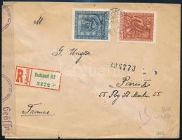 1944 Ajánlott cenzúrázott levél Párizsba / Registered censored cover to Paris