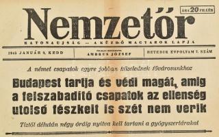 1945. 01.09. A Nemzetőr c. nyilas katonaújság VII. évf 7. száma a körülzárt Budapestről
