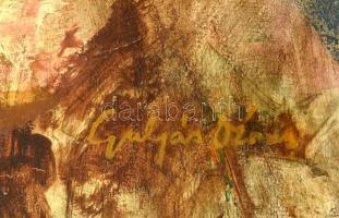 Gulyás Dénes (1927-2003): Akt drapériával. Olaj, fatábla, jelzett. Hátoldalán Vizualart Alkotóközöss...