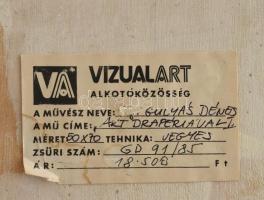 Gulyás Dénes (1927-2003): Akt drapériával. Olaj, fatábla, jelzett. Hátoldalán Vizualart Alkotóközöss...
