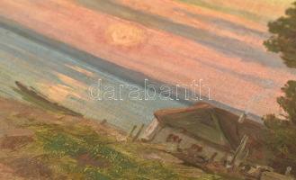 Rubovics Márk (1867-1947): Balatoni naplemente Fenékpusztánál. Olaj, vászon, jelzett. Bal alsó sarká...