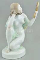 Herendi akt tükörrel (tervező:Szilágyi Nagy István), kézzel festett, jelzett, kopott aranyozás, m:23...