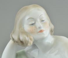 Herendi akt tükörrel (tervező:Szilágyi Nagy István), kézzel festett, jelzett, kopott aranyozás, m:23...