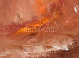 Rubint Ávrahám Péter (1959-): A nap tüze (cím nélkül). Olaj, karton, jelzett, fa keretben. 86x68 cm