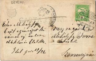 1910 Dévény, Theben a. d. Donau, Devín (Pozsony, Bratislava); vártorony rom / castle tower ruins. Fo...