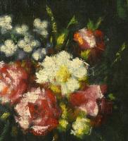 Koszta József (1861-1949): Csendélet. Olaj, karton. Jelzett. Dekoratív, kissé sérült fa keretben. 31...