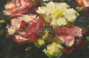 Koszta József (1861-1949): Csendélet. Olaj, karton. Jelzett. Dekoratív, kissé sérült fa keretben. 31...