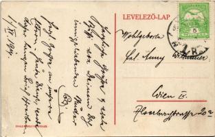 1914 Eperjes, Presov; Bártfai út. Divald Károly fia / street (szakadás / tear)