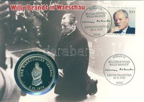NSZK 1993. "Willy-Brandt-Varsói szerződés" ffém emlékérem érmés, bélyeges borítékon T:PP