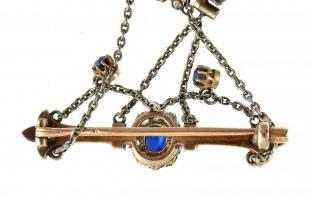 Arany (Au) 14 és 9 k. Szecessziós collier (nyakék). Brossból átalakított nyakék, 33 db apró régi csi...