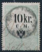 1854 10kr CM okmánybélyeg kettősnyomattal, nagyon ritka / 10kr fiscal stamp with double print, RR!