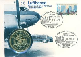 NSZK 1993. "Lufthansa" ffém emlékérem érmés, bélyeges borítékon T:PP