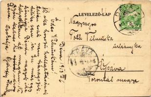 1913 Déva, Várudvar a Dávid Ferenc emlékfülkével / castle yard with monument (EK)