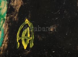 Orvos András (1939-): Tulipán. Olaj, farost, jelzett. Hátoldalán autográf felirattal. Fa keretben, 5...