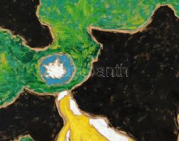 Orvos András (1939-): Tulipán. Olaj, farost, jelzett. Hátoldalán autográf felirattal. Fa keretben, 5...