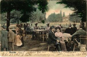 1905 Buziás, Ligeti vendéglő kertje. Montázs / park restaurants garden. montage (EK)