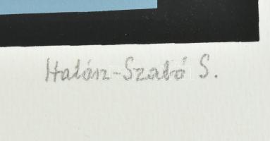 Halász Szabó Sándor (1920-1997): Hullámzó formák. Szitanyomat, papír, jelzett, művészpéldány E.A. je...