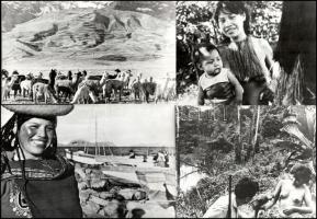cca 1969 Peru, ,,Tupac Amaru földjén című perui-szovjet film 11 db produkciós filmfotója, Pánczél György (1920-?) filmtörténész hagyatékából (film- és színházi fotó gyűjteményéből), 16x24 cm