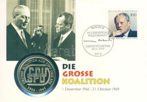 NSZK 1993. "Nagy koalíció-CDU & SPD" ffém emlékérem érmés, bélyeges borítékon T:PP
