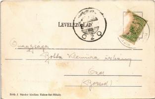 1906 Budapest XVI. Rákosszentmihály, HÉV vasútállomás vonattal, felszállás a lóvonatra, lóvasút. Rót...