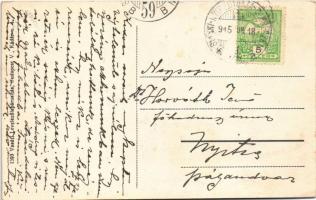 1915 Csap, Cop, Chop; Református templom, Fogyasztási szövetkezet üzlete. Vasúti levelezőlapárusítás...