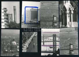 1976-1977 Budapesti városképek, 44 db vintage nézőkép, 9x6 cm