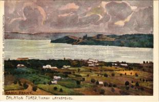 Balatonfüred, Tihany látképével. Künstler-Heliocolorkarte No. 2791. von Ottmar Zieher, litho s: Raoul Frank