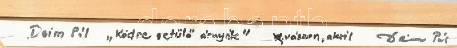 Deim Pál (1932-2016): Ködre vetülő árnyék. Akril, vászon, jelzett. Hátoldalán autográf felirattal. F...