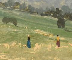 Molnár C. Pál (1894-1981): Csesznek, 1958. Olaj, falemez, jelzett. Hátoldalán feliratozott. A festmé...