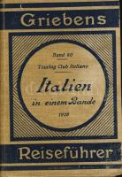 1928 L.V. Bertalerri olaszországi utikalaúza, rengeteg térképpel vastag kiskönyvben