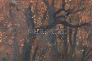 Körösfői-Kriesch Aladár (1863-1920): Őszi erdő. Olaj, vászon, kartonra ragasztva, jelezve jobbra len...