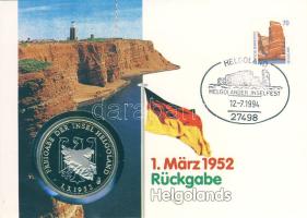 NSZK 1993. "Helgoland-sziget átadása" ffém emlékérem érmés, bélyeges borítékon T:PP