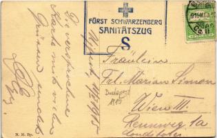 1915 Budapest IV. Újpest, Árpád út, 55-ös villamos + "FÜRST SCHWARZENBERG SANITATSZUG"