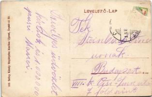 Budapest IV. Újpest, Károly utca, Angyal gyógyszertár, Minta zene iskola, villamos. Selley Károly fé...