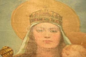 Hubay-Cebrián Andor (1898-1971): Patrona Hungariae. Olaj, vászon, jelzett a hátoldalán. Javított. De...