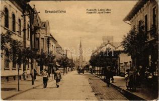 1914 Budapest XX. Pestszenterzsébet, Pesterzsébet, Erzsébetfalva; Kossuth Lajos utca, nyomda könyv és papírkereskedés üzlete