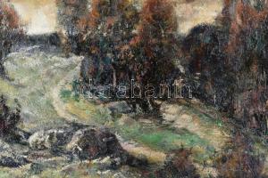 Paál Albert (1895-1968): Erdélyi táj. Olaj, fa, jelezve jobbra lent. Dekoratív, éleinél kissé sérült...