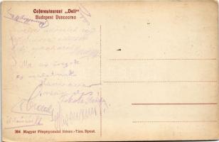 Budapest V. Deli Kávéház és étterem terasza pincérekkel. Dunakorzó / Caferestaurant Deli, Dunacorso ...