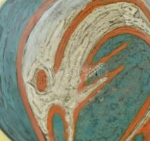 Gorka Lívia (1925 - 2011): Tálkák. (madár, hal, tyúk) Türkiz, sárga és fekete, narancs mázakkal fest...