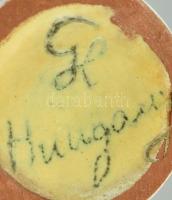 Gorka Lívia (1925 - 2011): Halas váza. Türkiz, sárga és fekete, tört fehér mázakkal festett kerámia,...